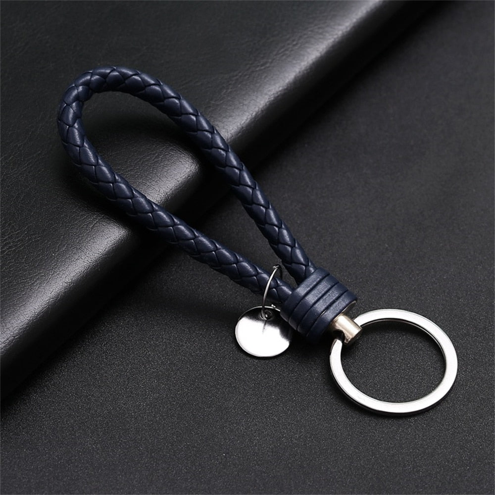 39 Styles PU Leather Braided Woven Rope Keychain DIY Bag Pendant Key Chain