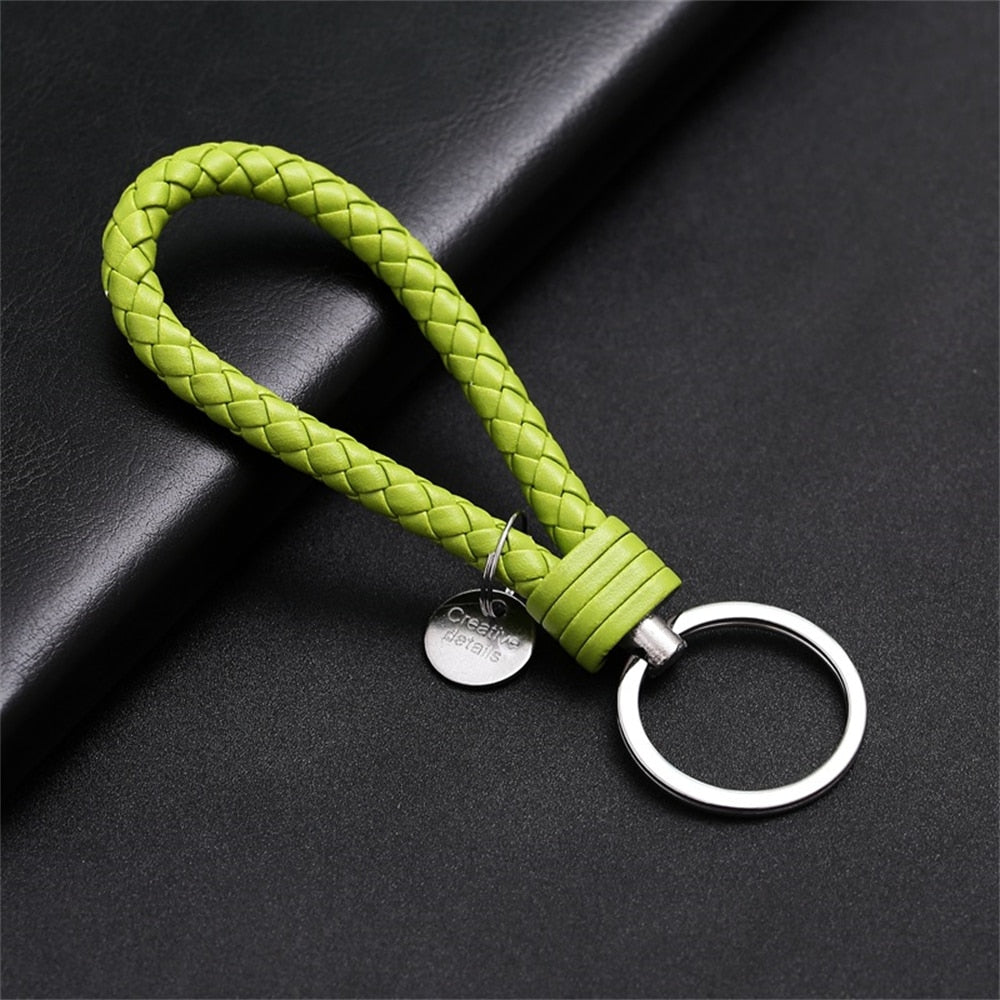 39 Styles PU Leather Braided Woven Rope Keychain DIY Bag Pendant Key Chain