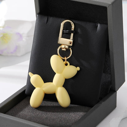 Yellow Resin Cartoon Balloon Dog Animal Keychains Key Ring For Women Men Simple