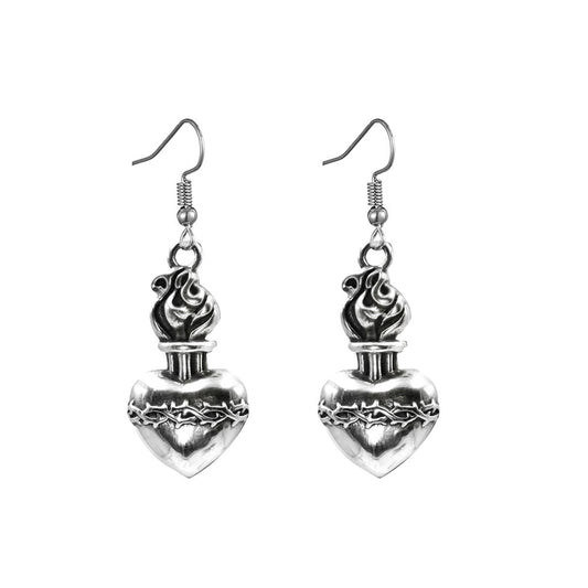 Gothic Vintage Heart Tube Dangle Earrings Charms Jewelry Fashion Creative