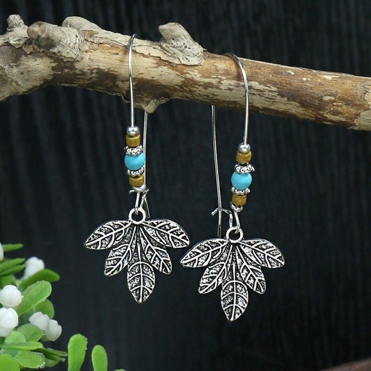 Textured Leaves Bohemian Dangle Earrings Fashion Party Girls Pendant Earrings