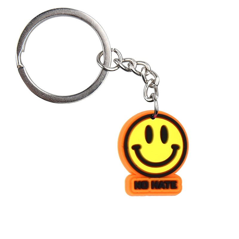 17 Styles Positivity Friends Yellow PVC Keychain for Women Charm Key Chain Women