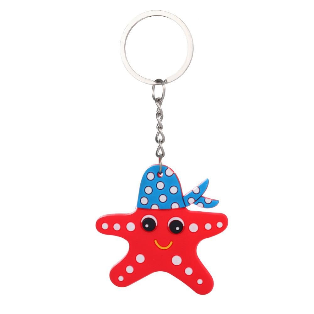 Red Sea Star Bandana Keychain Party Gift Cute Keyring Cartoon DIY Jewelry