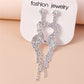 Long Rhinestone Wave Style Drop Dangle Earrings Trendy Women Fashion Earrings