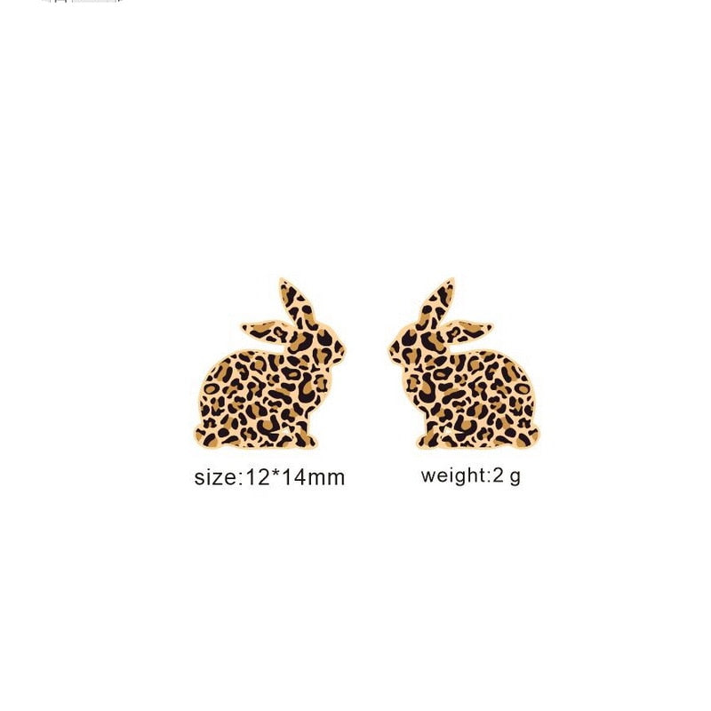 Easter Leopard Rabbit Wooden Stud Earrings Women Gifts Earring Cute Girls