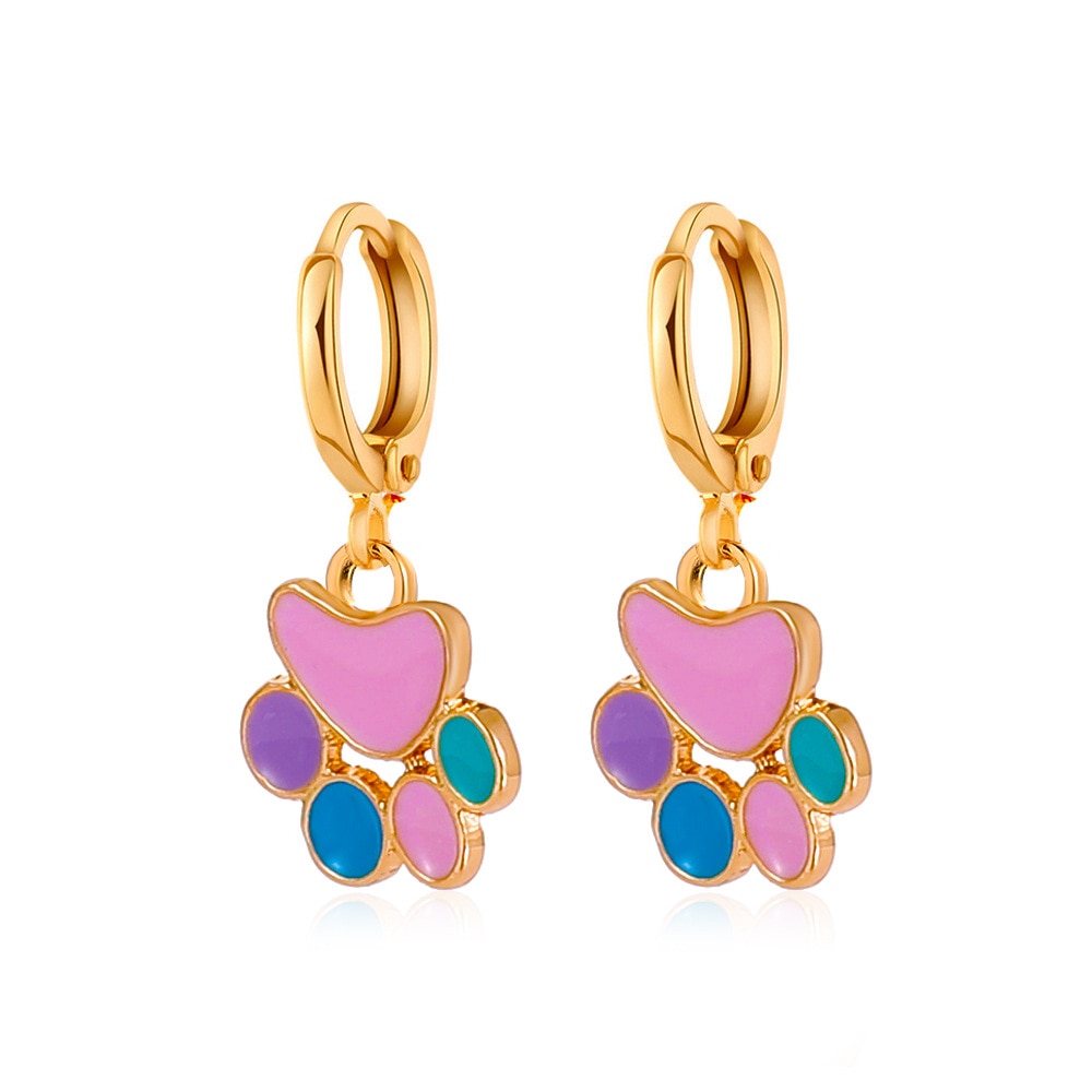 Colorful Paw Drop Earrings Fashion Women Summer Party Jewelry Girls Gifts