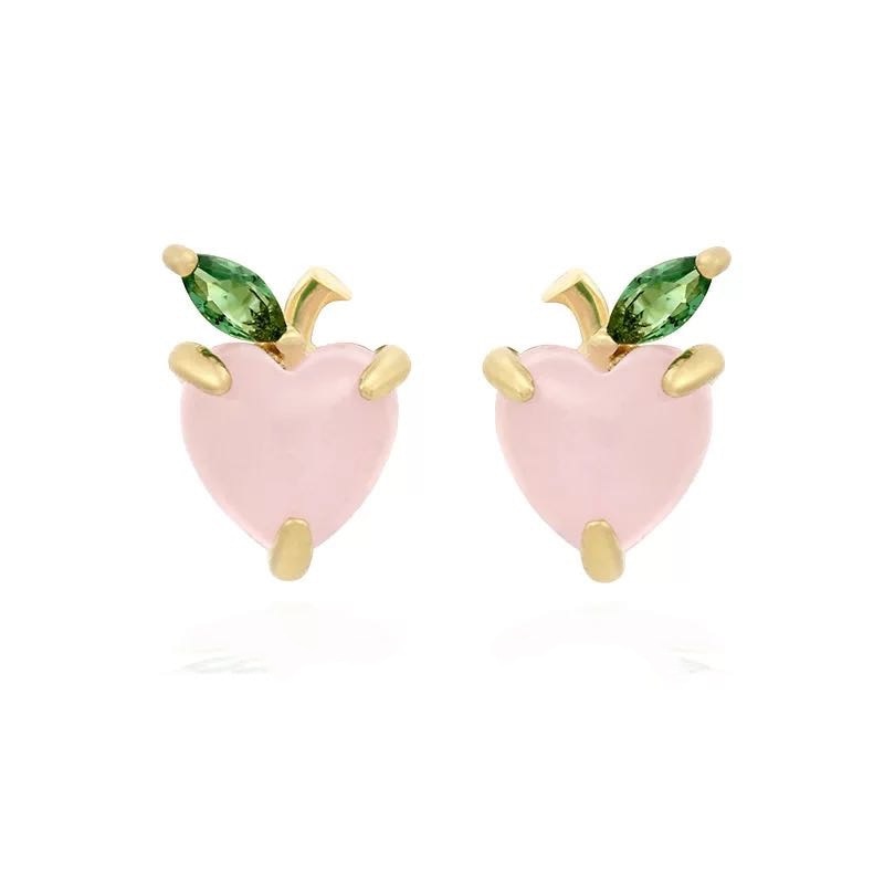 Peach Rhinestone Stud Earrings Cartoon Ear Pendants Accessories Women Jewelry