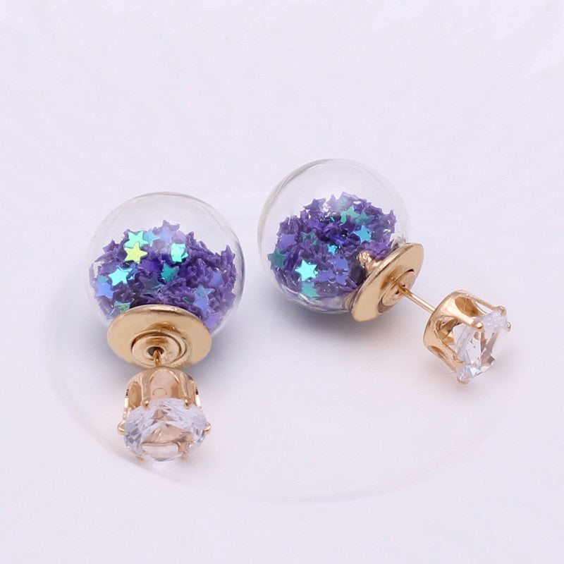 Glitter Ball Stars Fashion Earrings Women Girls Stud Earrings Wedding Jewelry