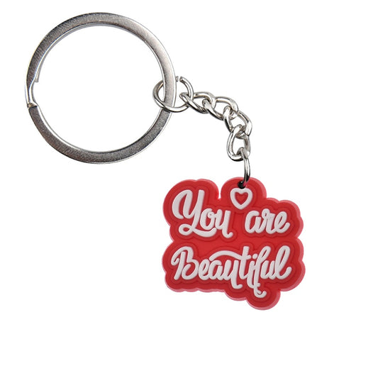 You Are Beautiful Inspirational slogan Keychain Car Keyring Cartoon Creative