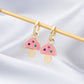 Pink Mushroom Drop Earrings Cartoon Art Women Party Jewelry Ear Fashion Pendant