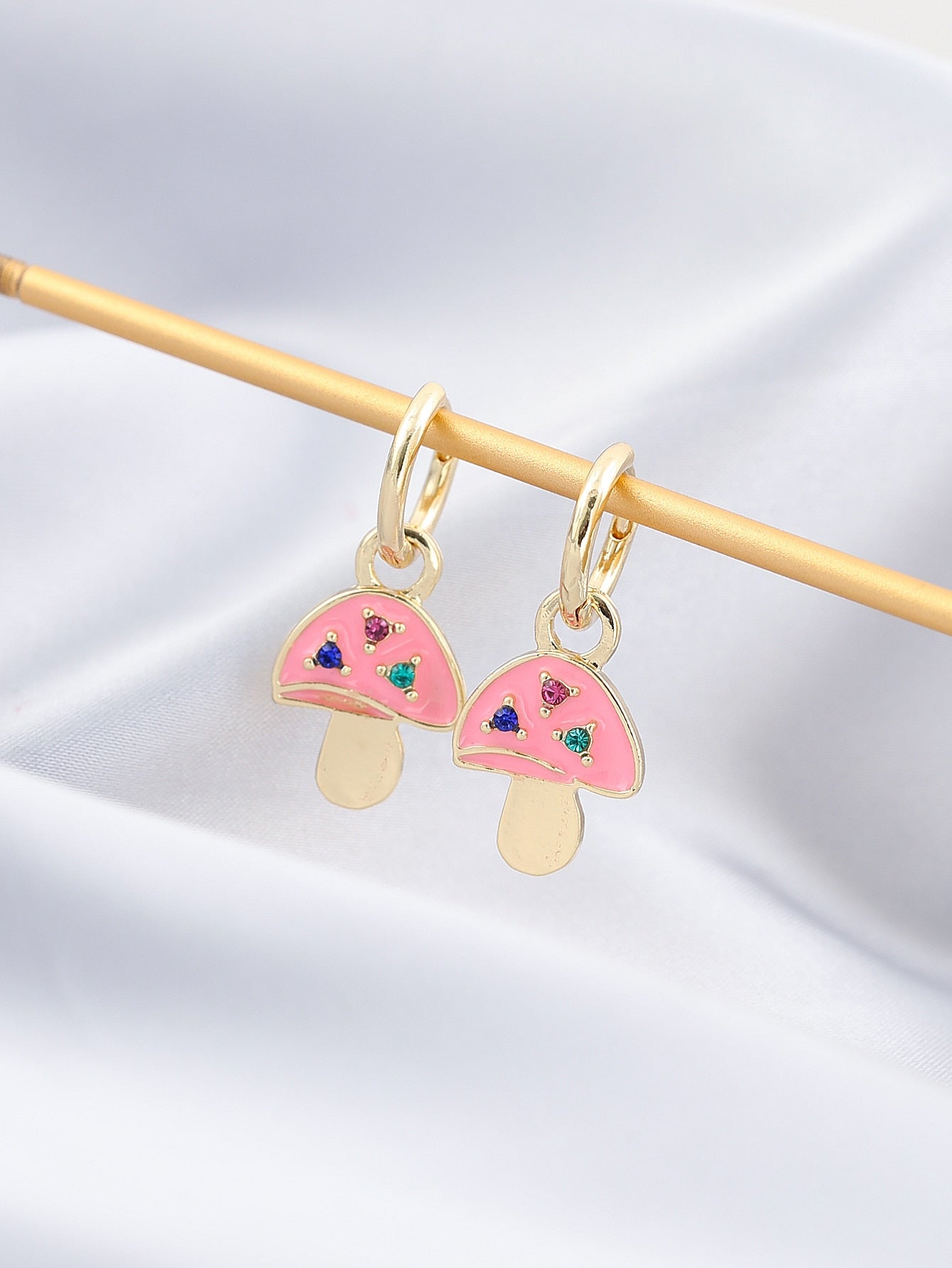 Pink Mushroom Drop Earrings Cartoon Art Women Party Jewelry Ear Fashion Pendant