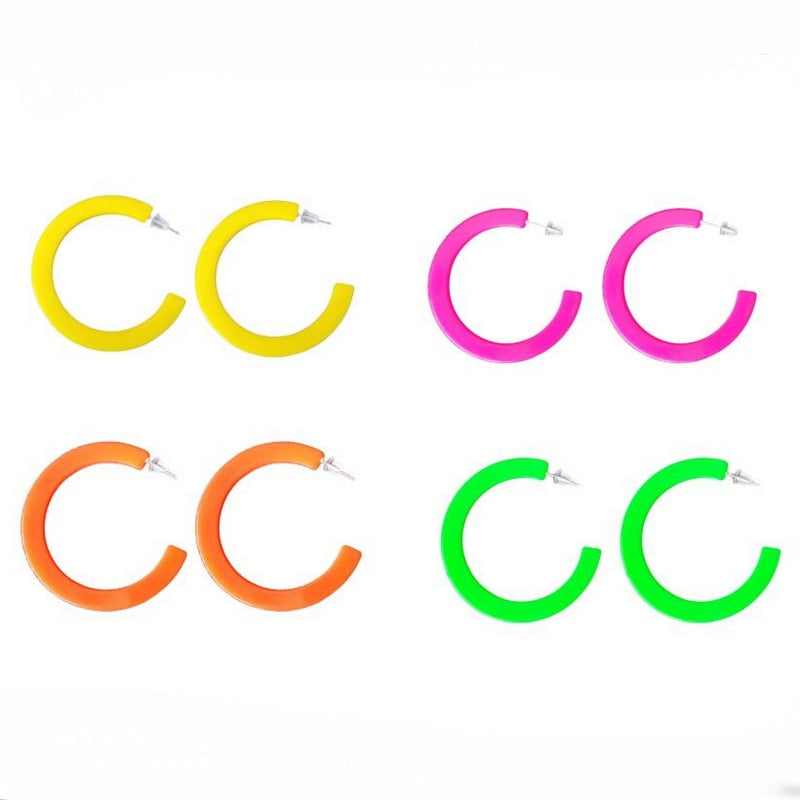 3 Colors Acrylic C-shaped Hoop Earrings Trendy Women Fashion Earrings Jewelry