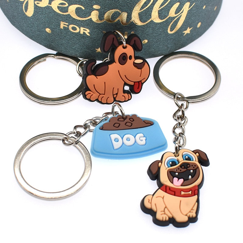 16 Styles PVC Cute Animal Cartoon Keychain Lovely Mini Dog Design Key Holder Fit