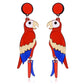 Red and Blue Parrot Acrylic Drop Earrings Women Travel Fashion Cartoon Earrings
