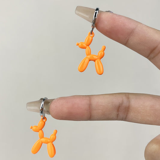 Orange Enamel Puppy Dog Drop Earrings Women Fashion Creative Art Cute Stylish