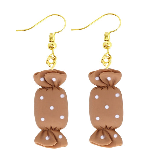 Brown Candy Wrap Drop Earrings Women Art Fashion Cartoon Earrings Creative