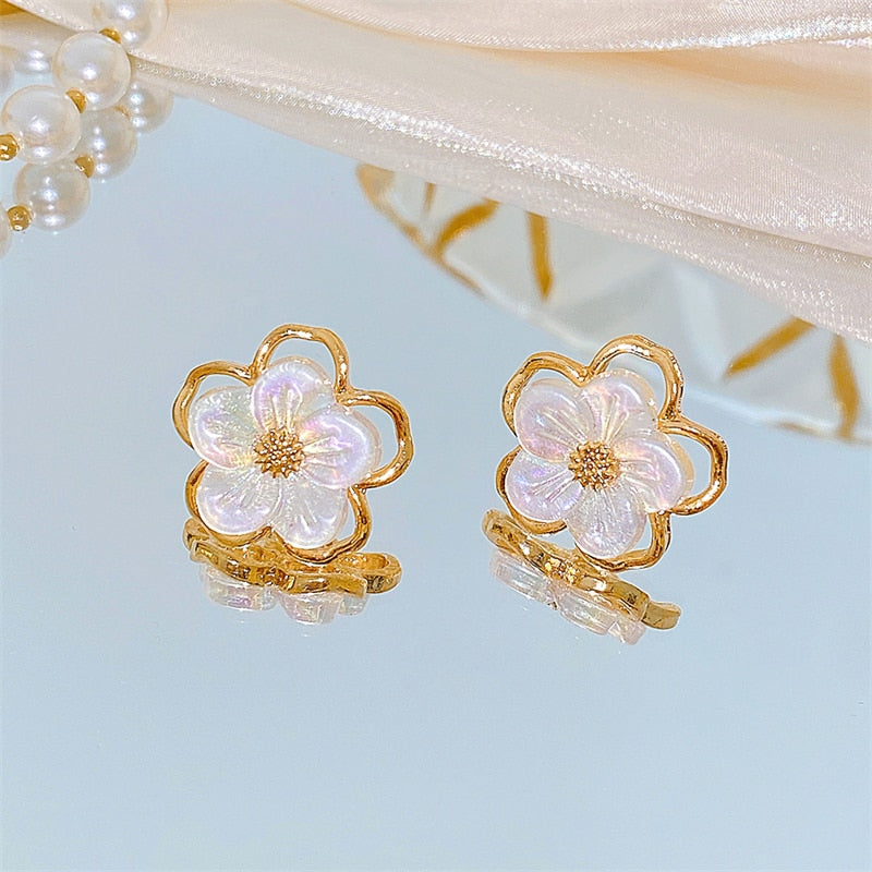 9 Styles Floral Pearl Lady Cute Stud Earrings for Women Jewelry Girls Earrings