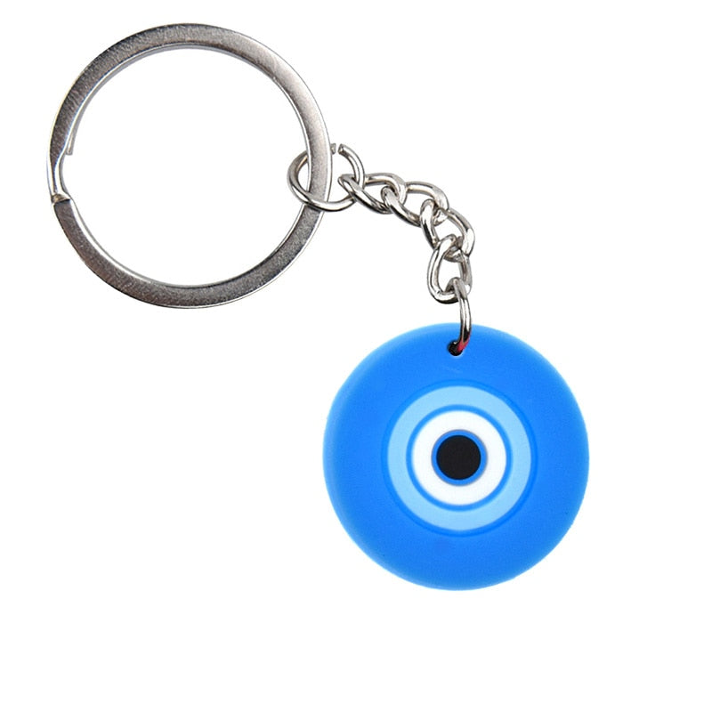 Round Blue Evil Eye Keychain Cartoon Key Holder Car handbag Keyring Gift Pendant