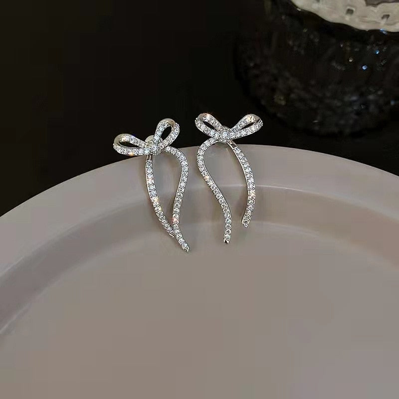 RIbbon Bow Lady Cute Stud Earrings for Women Jewelry Girls Earrings