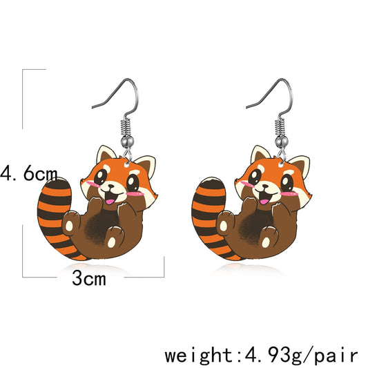 Creative Acrylic Raccoon Dangle Earrings Charms Jewelry Fashion Creative