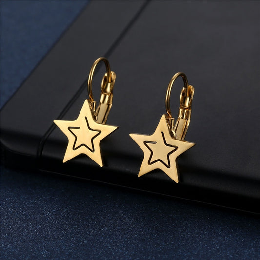 Star Inside Star Mini Small Stud Earrings Stainless Steel Women Party Gifts