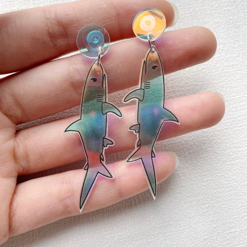 Blue Shark Drop Earrings Women Gifts Earring Cute Girls Eardrop Jewelry