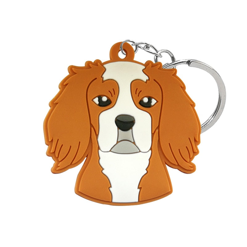 Cavalier King Charles Spaniel Dog PVC Keyring Cute Cartoon Style Keychains Bag
