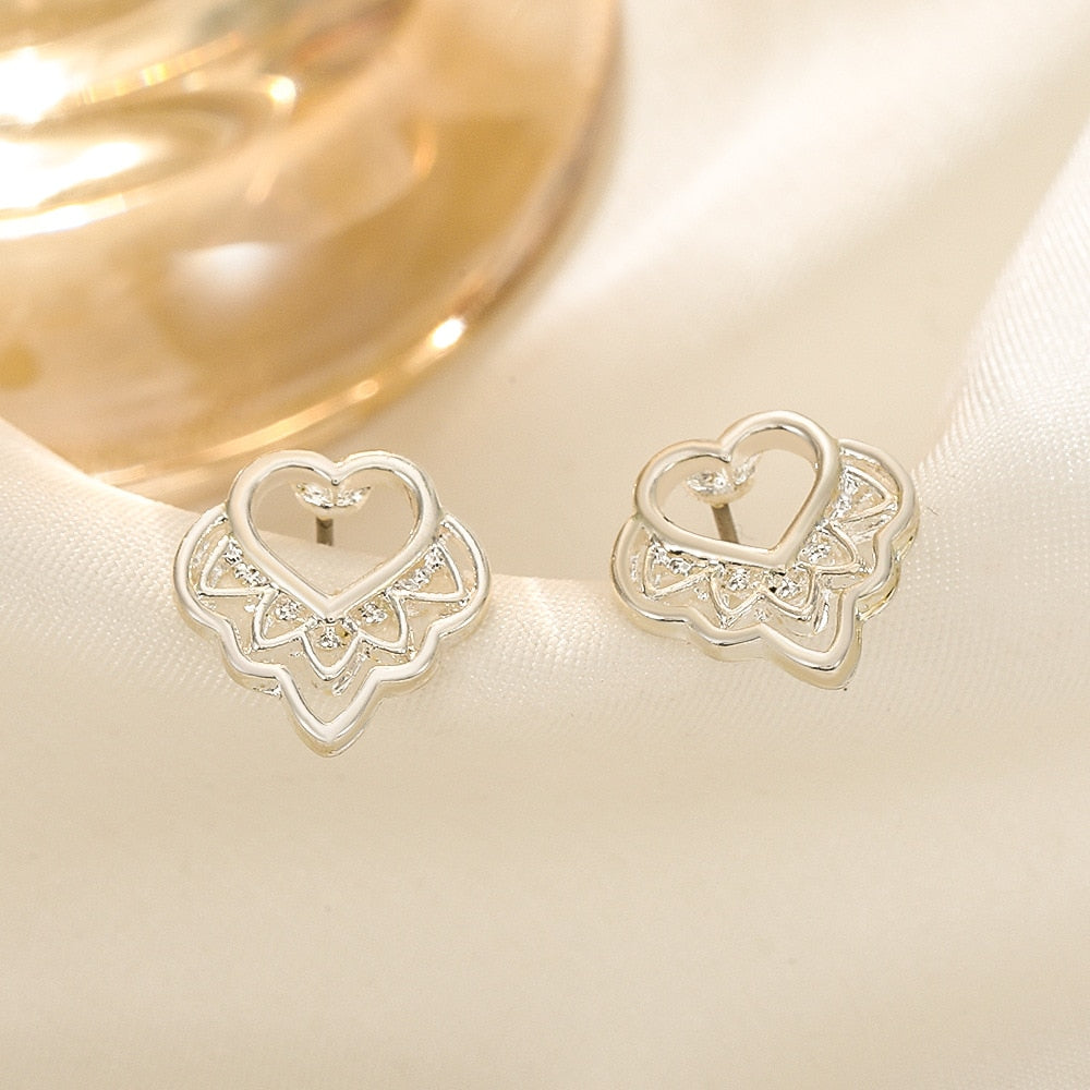 Simple Hollow Out Heart Stud Earrings Fashion Women Summer Party Jewelry Girls