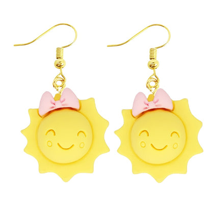 Sun Face Drop Earrings Women Art Fashion Cartoon Earrings Creative Jewelry