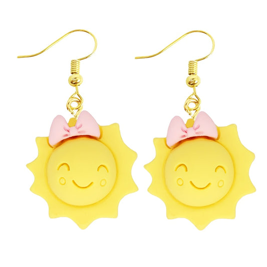 Sun Face Drop Earrings Women Art Fashion Cartoon Earrings Creative Jewelry