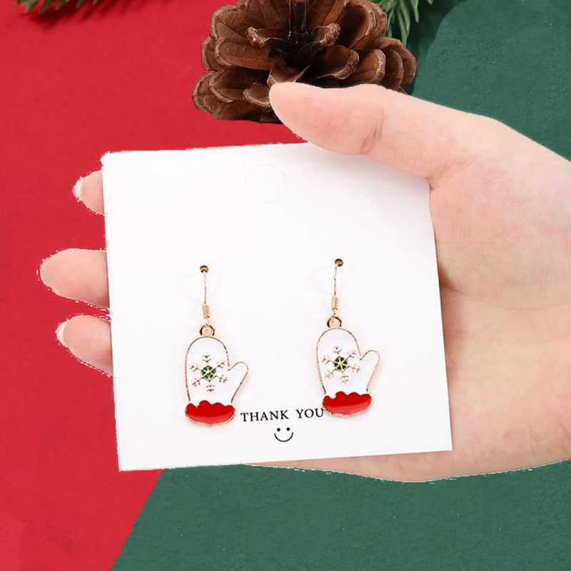 Christmas White Mittens Design Drop Earrings Women Gifts Earring Cute Girls