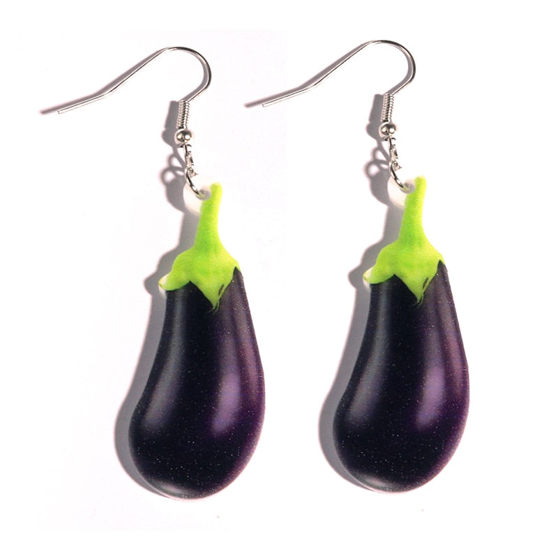 Eggplant Vegetable Drop Earrings Women Creativity Jewelry Cute Earring Girls