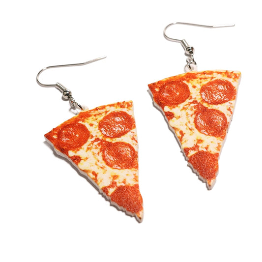 Pepperoni Pizza Slice Drop Earrings Women Art Fashion Cartoon Earrings Creative
