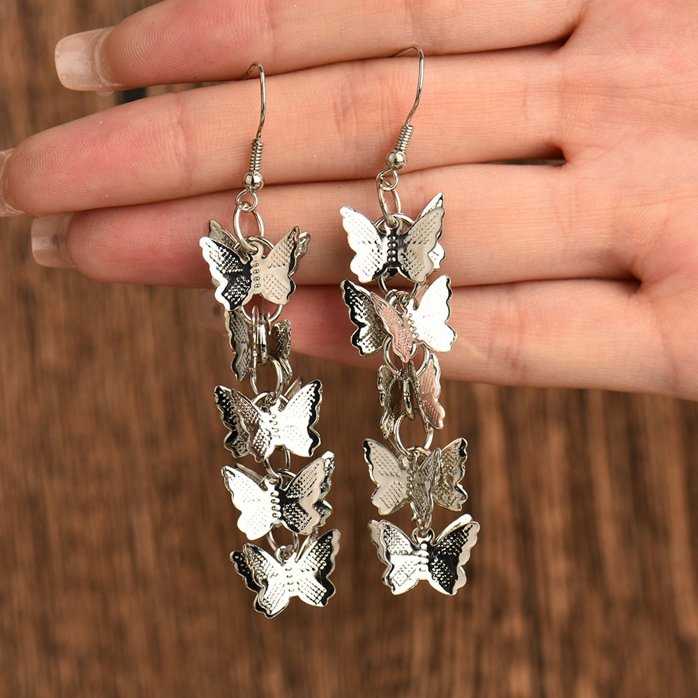 Butterfly Mix Long Drop Earrings Cartoon Ear Pendants Accessories Women Jewelry