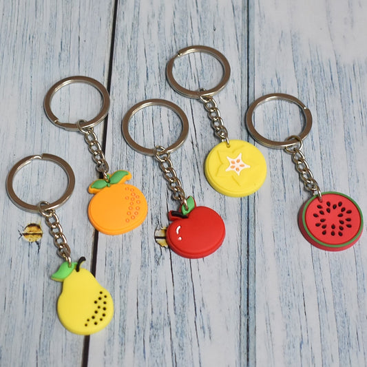 19 Styles Fruit Slices Strawberry Carrot Orange Apple Keyring Cartoon Keychains