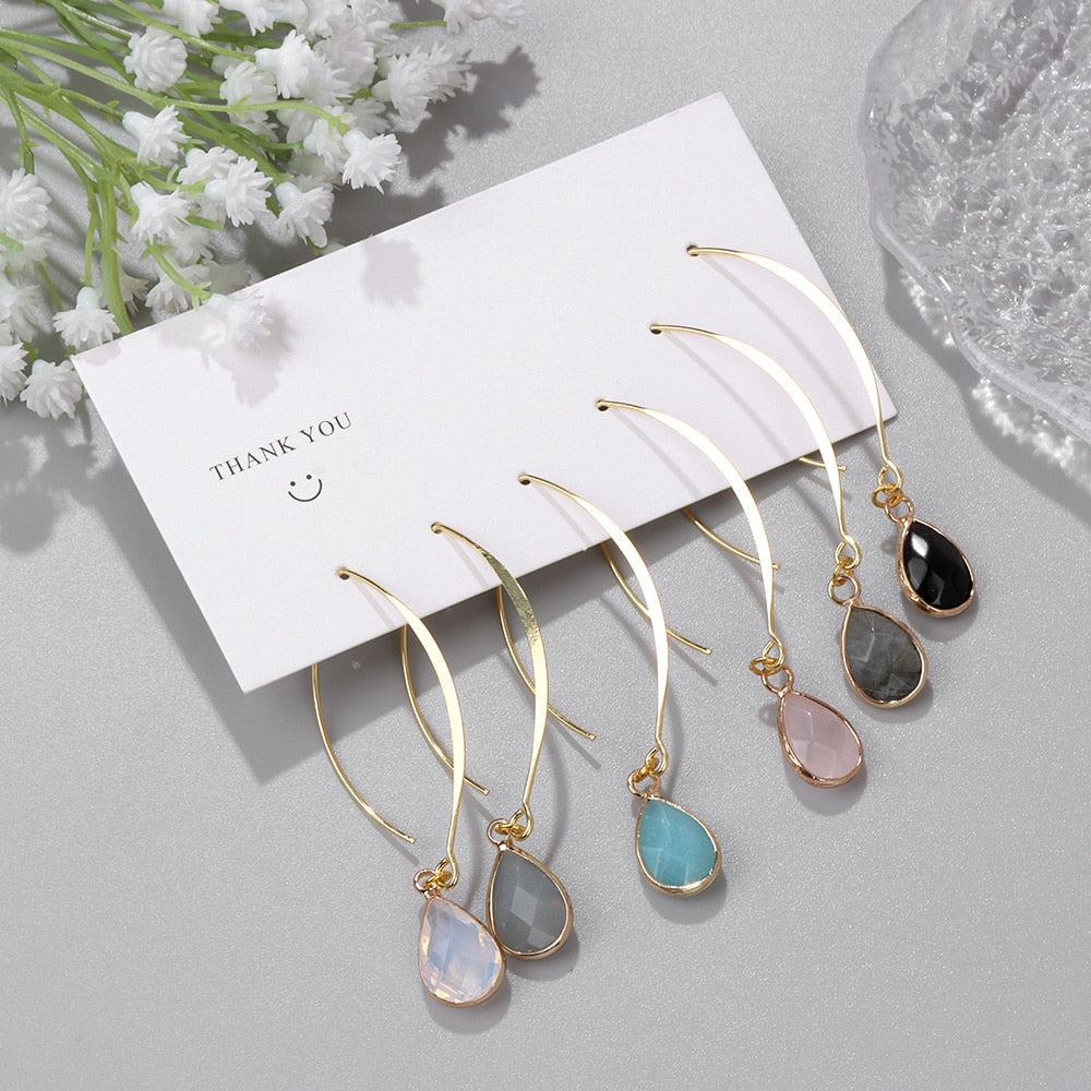 13 Styles Teardrop Crystal Waterdrop Lady Cute Dangle Earrings for Women Jewelry