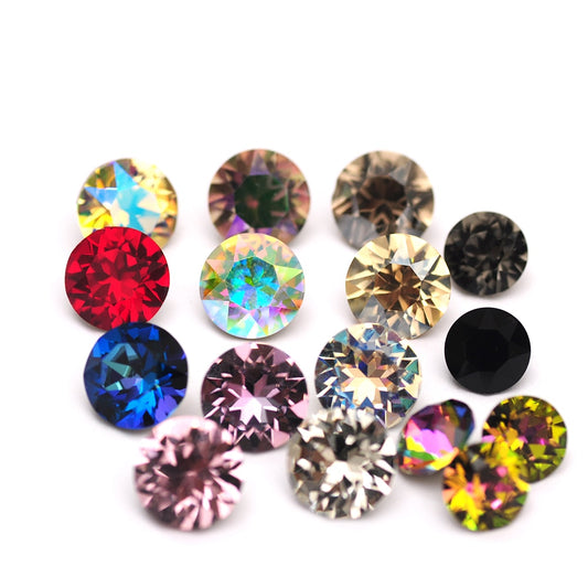 Glass Diamond Shape Round Stone 5-10mm Cone Pointed Crystal Pointback Nail Art