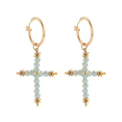 Beaded Cross Drop Earrings Women Party Bohemian Jewelry Dangle Gifts Earrings