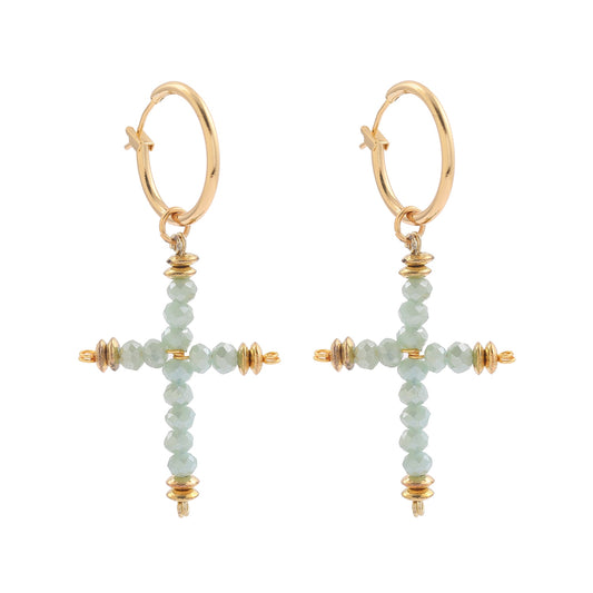 Beaded Cross Drop Earrings Women Party Bohemian Jewelry Dangle Gifts Earrings
