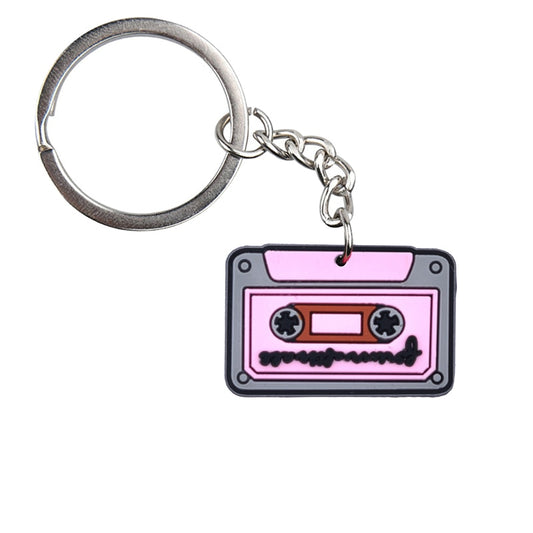 Pink Casette Keychain Key Ring Alloy Key Chains For Women Men Handbag Accessorie