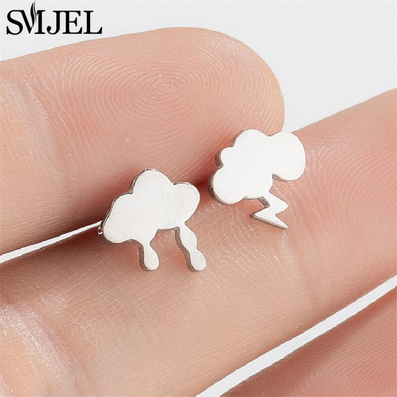 Rain Clouds Stainless Steel Earrings Women Jewelry Small Studs Gifts Earring