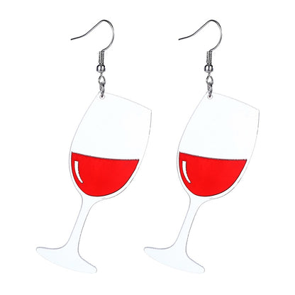 Wine Glass Acrylic Drop Earrings Women Travel Fashion Cartoon Earrings Creative