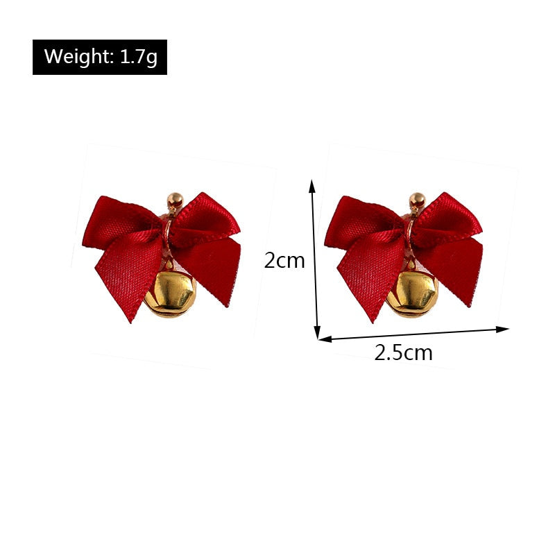 Red Bow Bell Dangle Drop Earrings Women Charms Earring Fashion Creative Jewelry