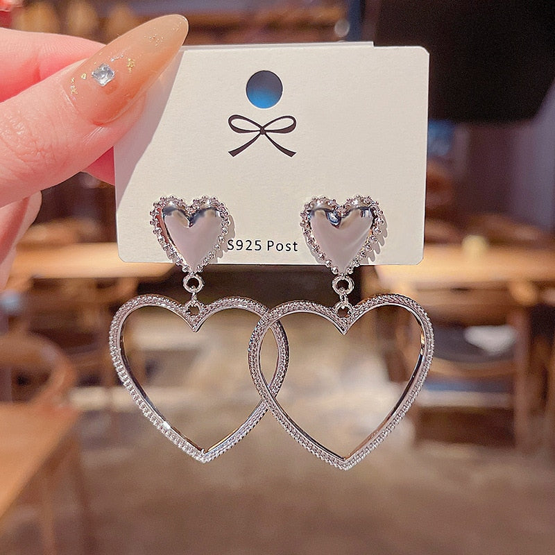 Heart Pendant Dangle Earrings Women Girl Fashion Trendy Jewelry Accessories