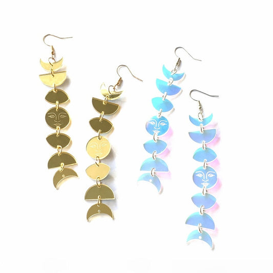 Blue Moon Phase Drop Earrings Modern Women Stylish Gift Jewelry Ear Fashion