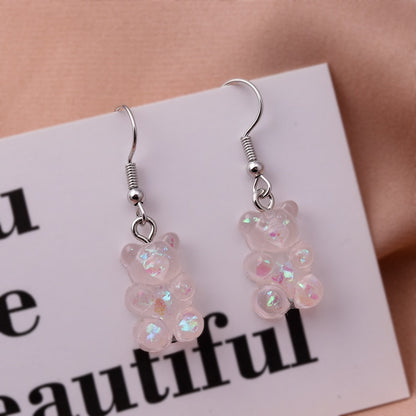 Clear Holographic Cute Bear Drop Earrings Women Creativity Jewelry Cute Earring