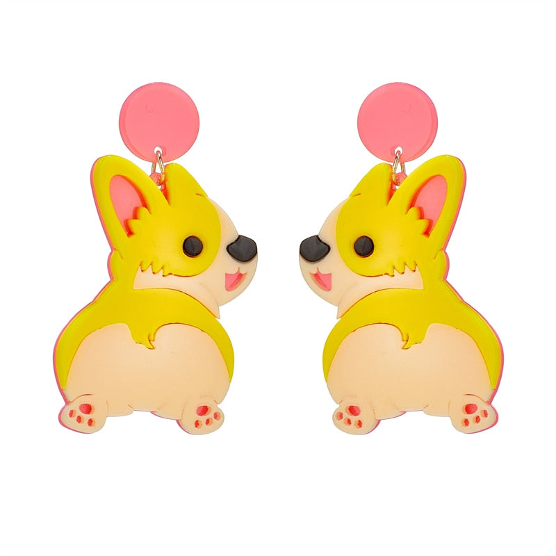 Corgi Dog Drop Earrings Women Travel Fashion Cartoon Earrings Creative Jewelry