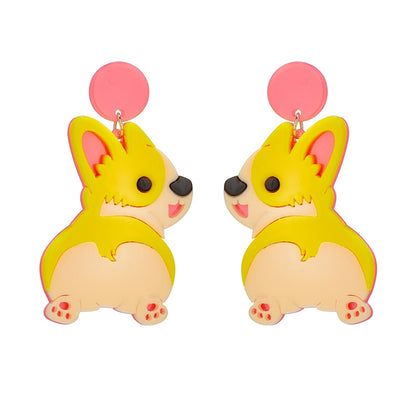 Corgi Dog Drop Earrings Women Travel Fashion Cartoon Earrings Creative Jewelry