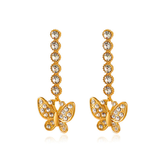 Zircon Butterfly Drop Earrings Fashion Women Summer Party Jewelry Girls Gifts