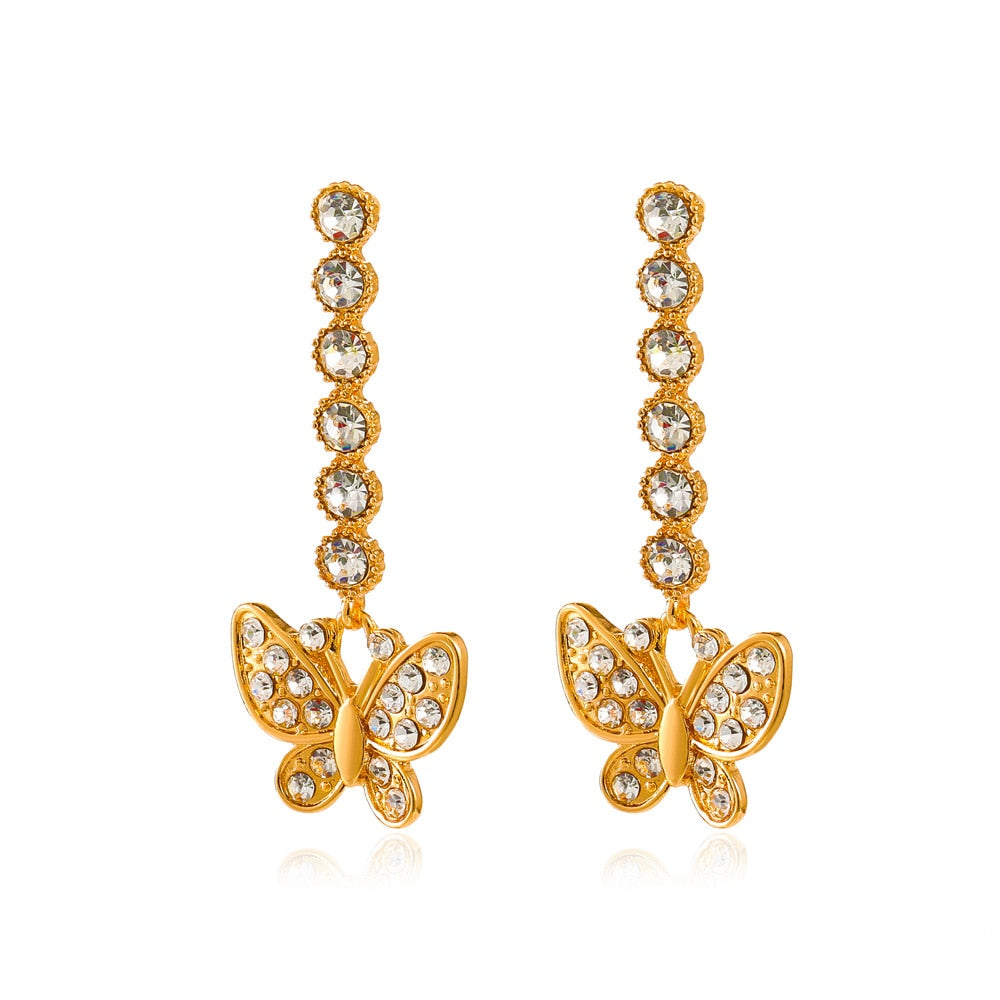 Zircon Butterfly Drop Earrings Fashion Women Summer Party Jewelry Girls Gifts